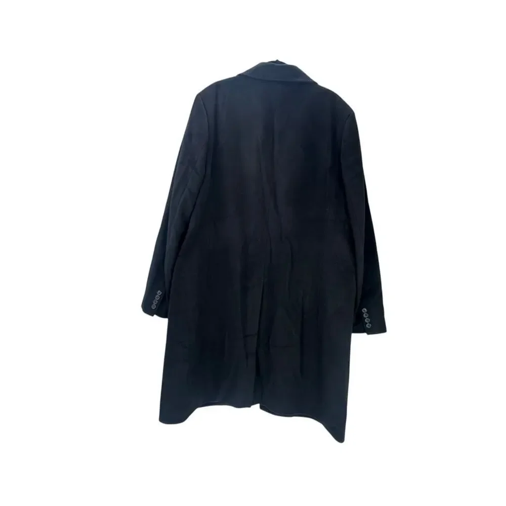 J.Crew Men's Black Rivington Topcoat In Italian Wool Cashmere Blend Size 44L NWT